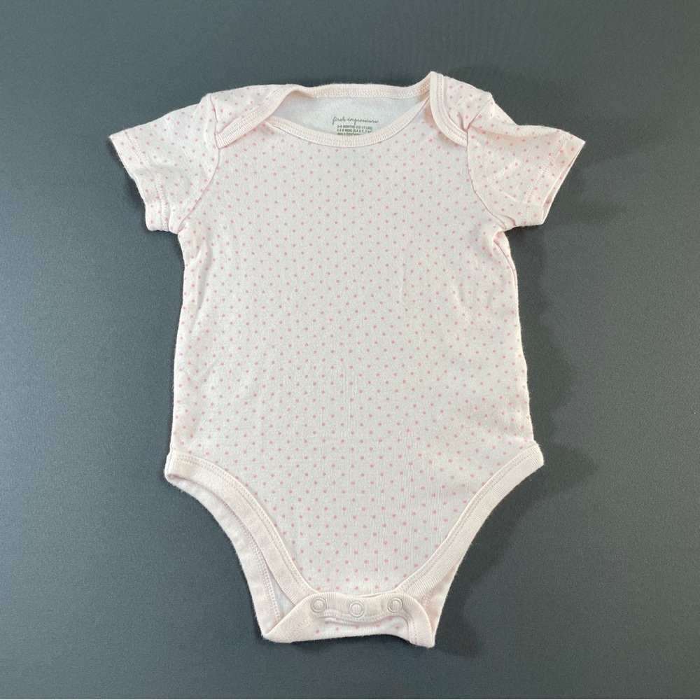 First Impressions Light Pink Dotted Bodysuit